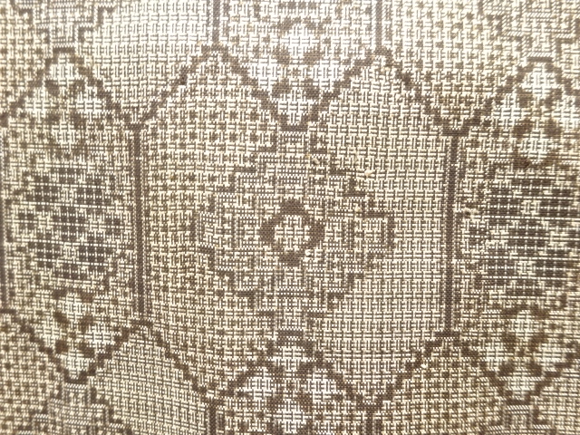 JAPANESE KIMONO / ANTIQUE KIMONO / SILK / DORO OSHIMA TSUMUGI / WOVEN GEOMETRIC